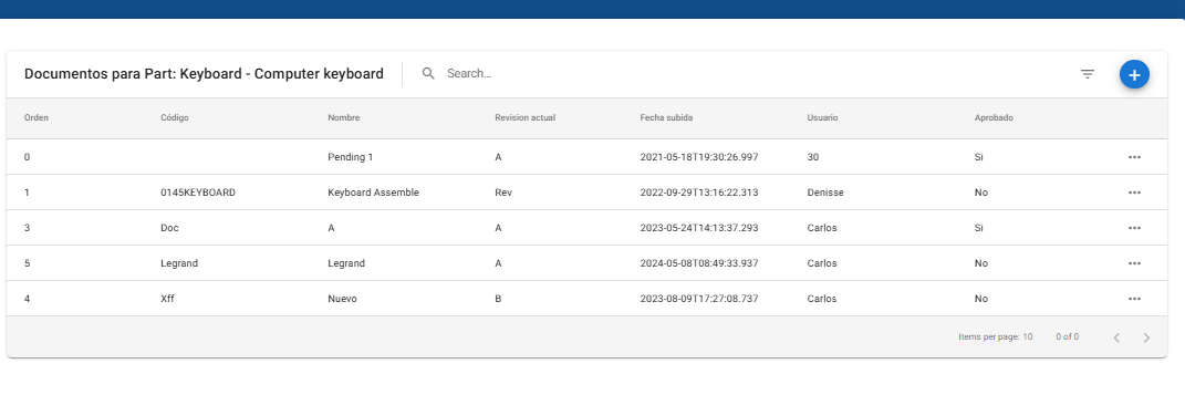 Screenshot del módulo Inspección