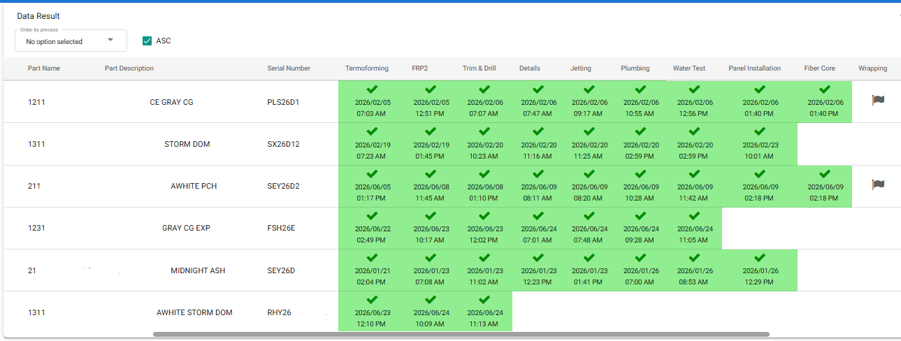 Screenshot del módulo Inspección